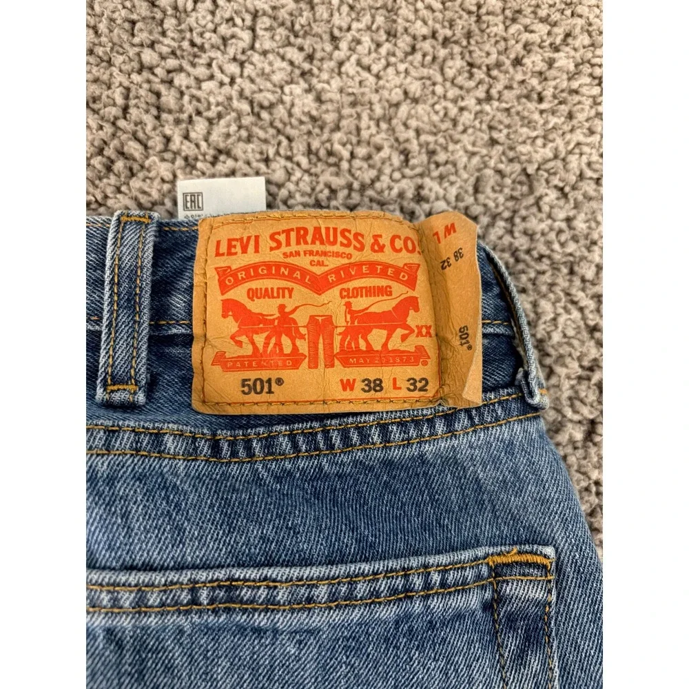 Levis 501 Original Fit Jeans 38x30 Blue Straight Leg Denim Americana Western